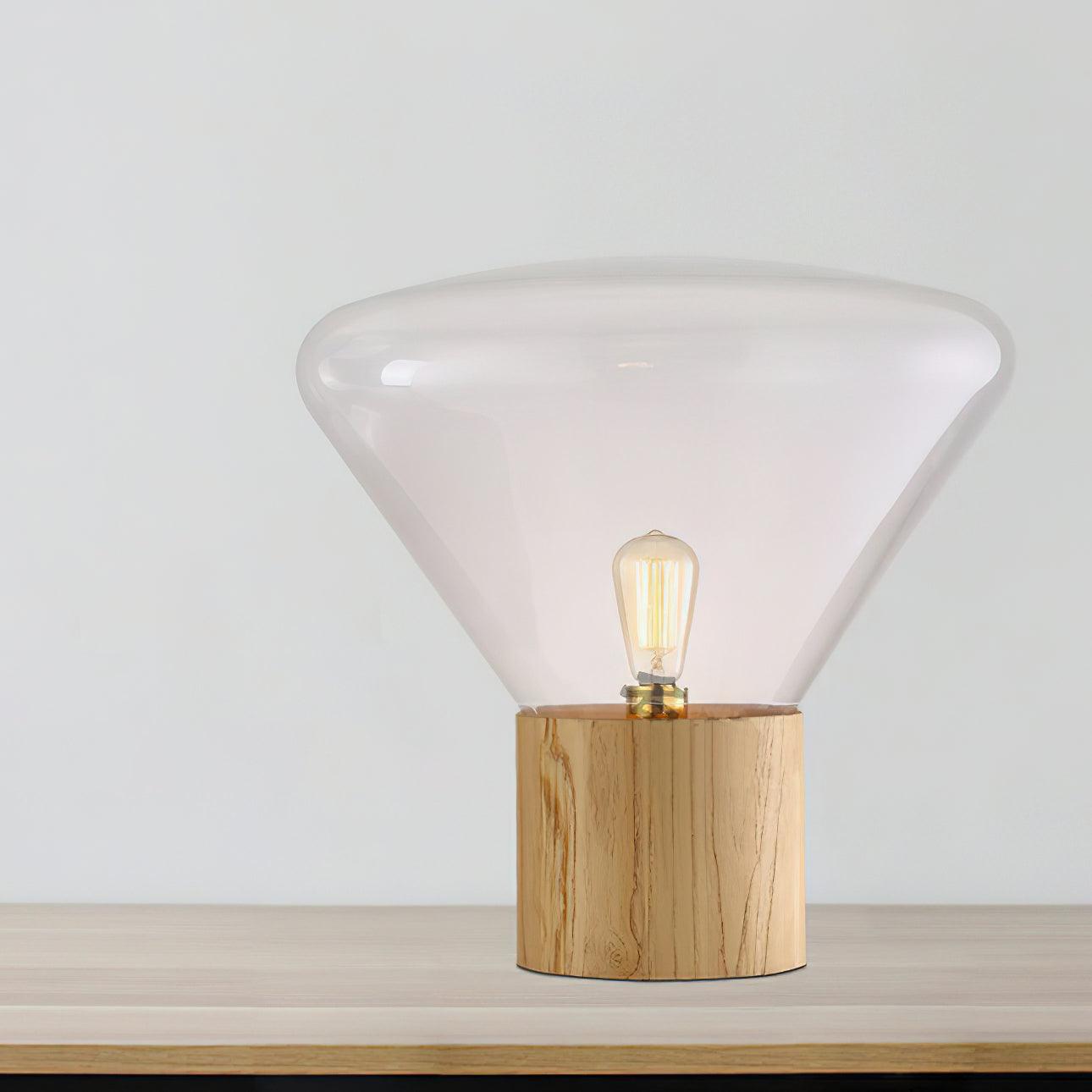 Stijlvolle Glas & Hout Combinatie Tafellamp