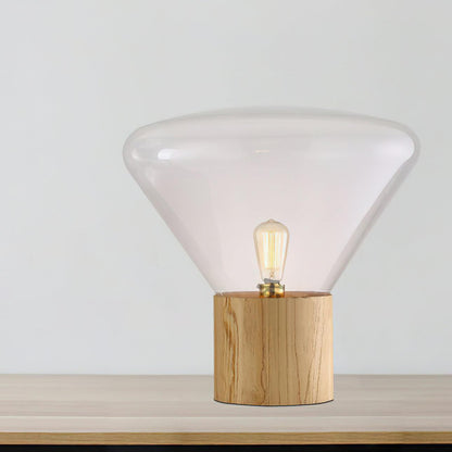 Stijlvolle Glas & Hout Combinatie Tafellamp