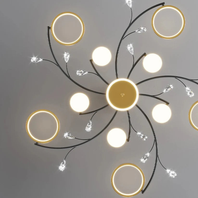 Luxe 10-Ringen Plafondlamp – Moderne LED Kroonluchtermet App en Afstandsbediening
