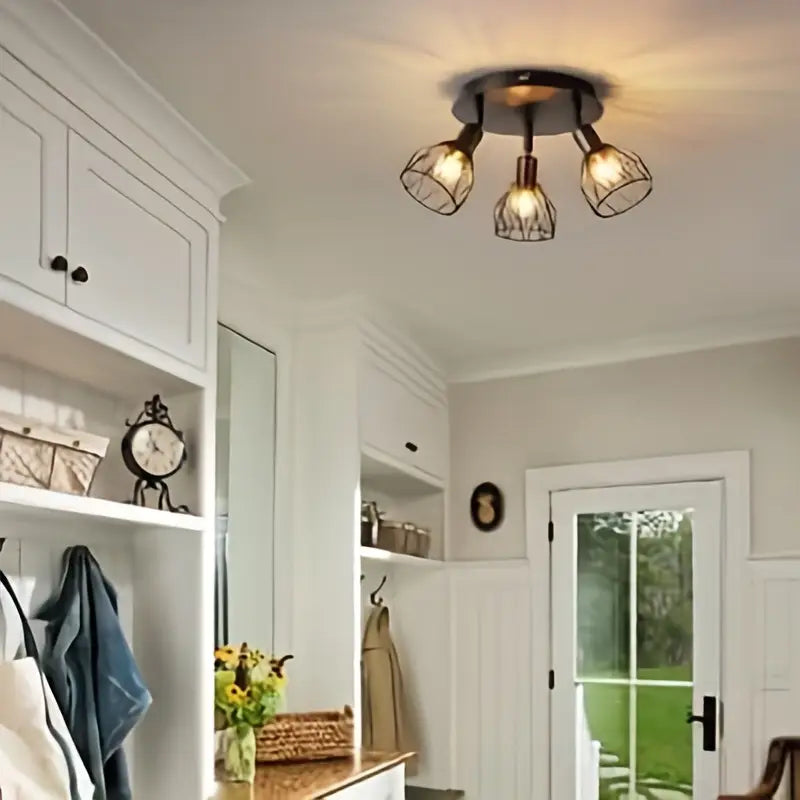 Industriële Stijl Retro Ijzer Drie Hoofd Roterende Plafondlamp