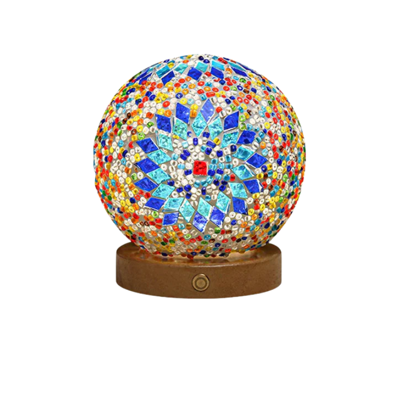 GlitzOrb Boho Mozaïek Glasbol Nachtlamp