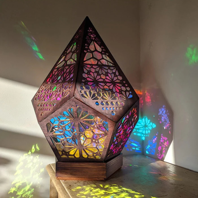 Houten Holle LED Nachtlampje Projector