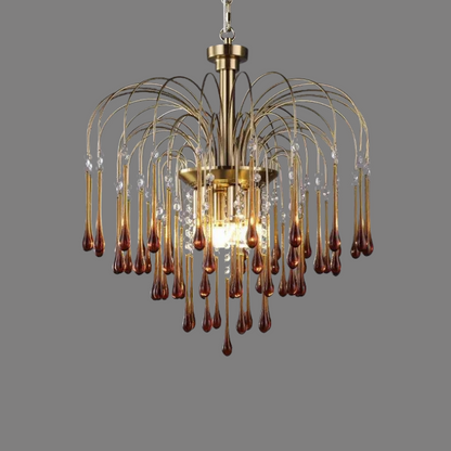 Teardrop Luxe Kristallen Waterval Messing Kroonluchter