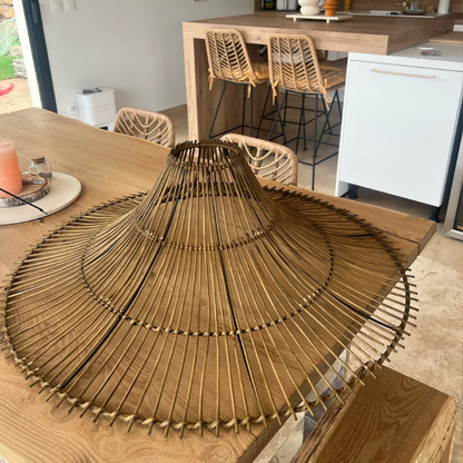 Handgemaakte Rieten Plafondlamp met Warme lichting