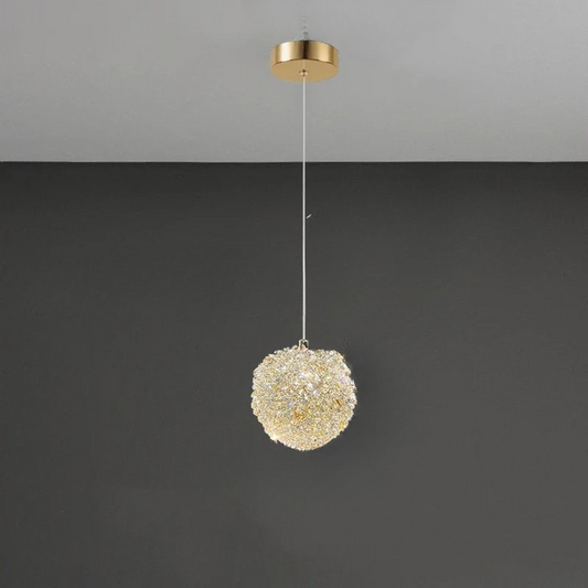 Moderne Plafondlamp in Helder Kristal en Goudkleurig Metaal
