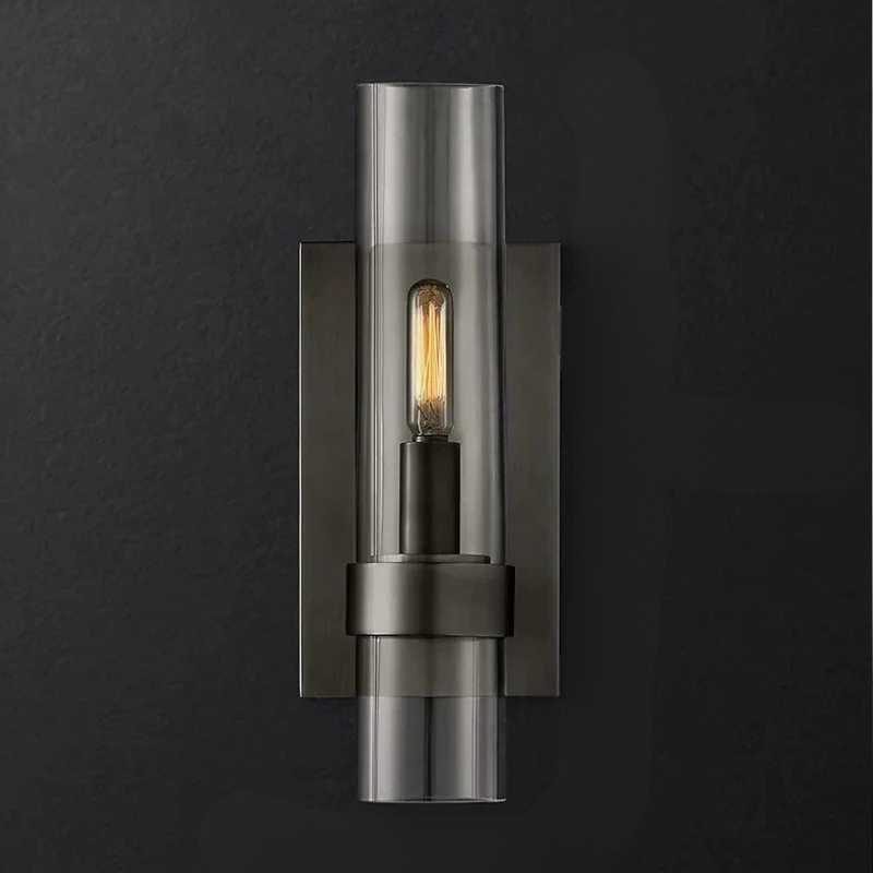 Flame Cilindrische Wandlamp van Glas en Metaal