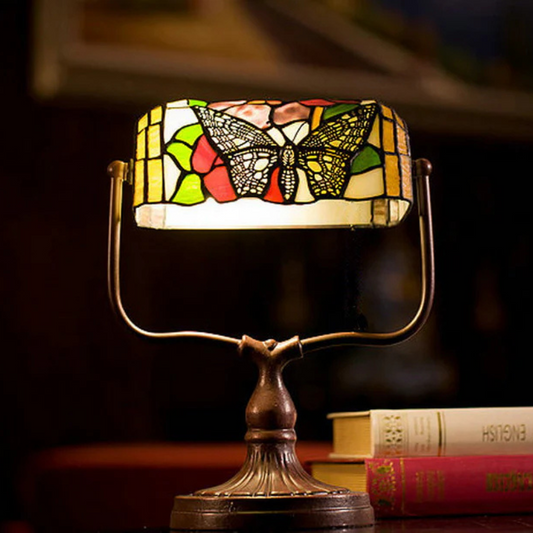 Vlinderlicht Tiffany Tafel Lamp Meesterwerk in Glasmozaïek