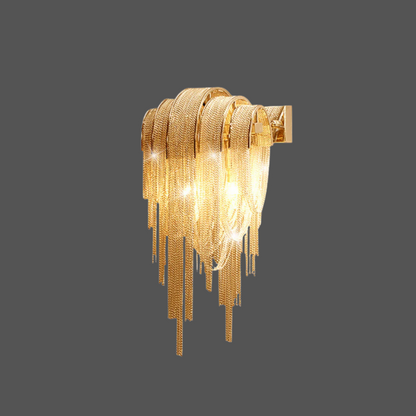 Luxe Ambockel Wandlamp met Aluminium Kettingdetails