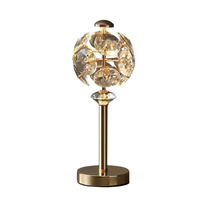 Luxe Glas & Messing Design Tafellamp met Kristaleffect