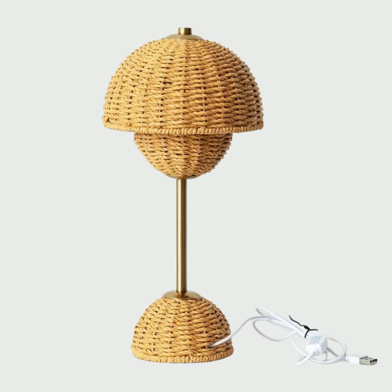 Boho Rotan Geweven Handgemaakte Tafellamp