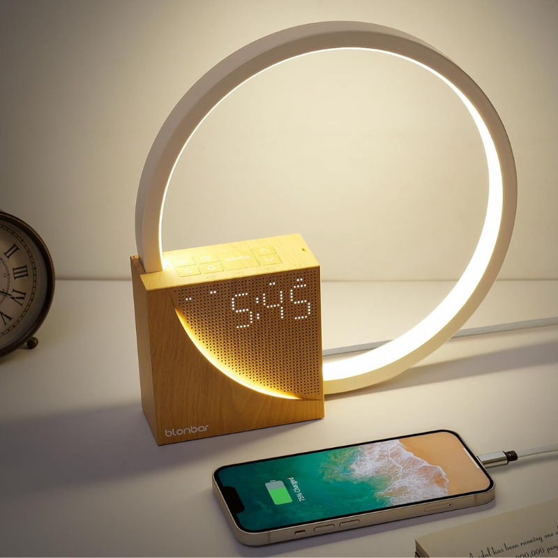 LED Tafellamp met Wekker en USB-Oplader