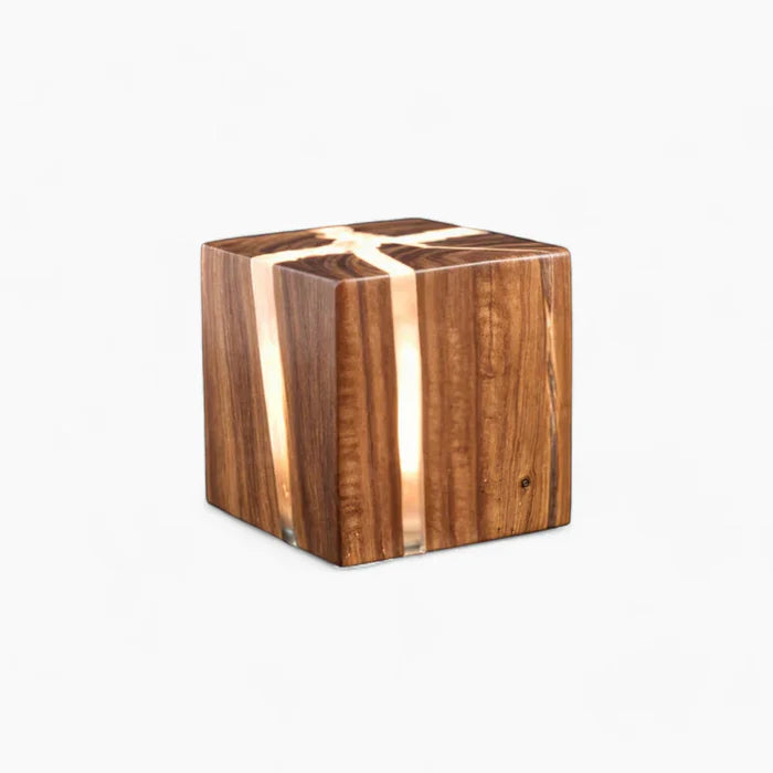 Uniek Art Hout Crackle Design Tafellamp