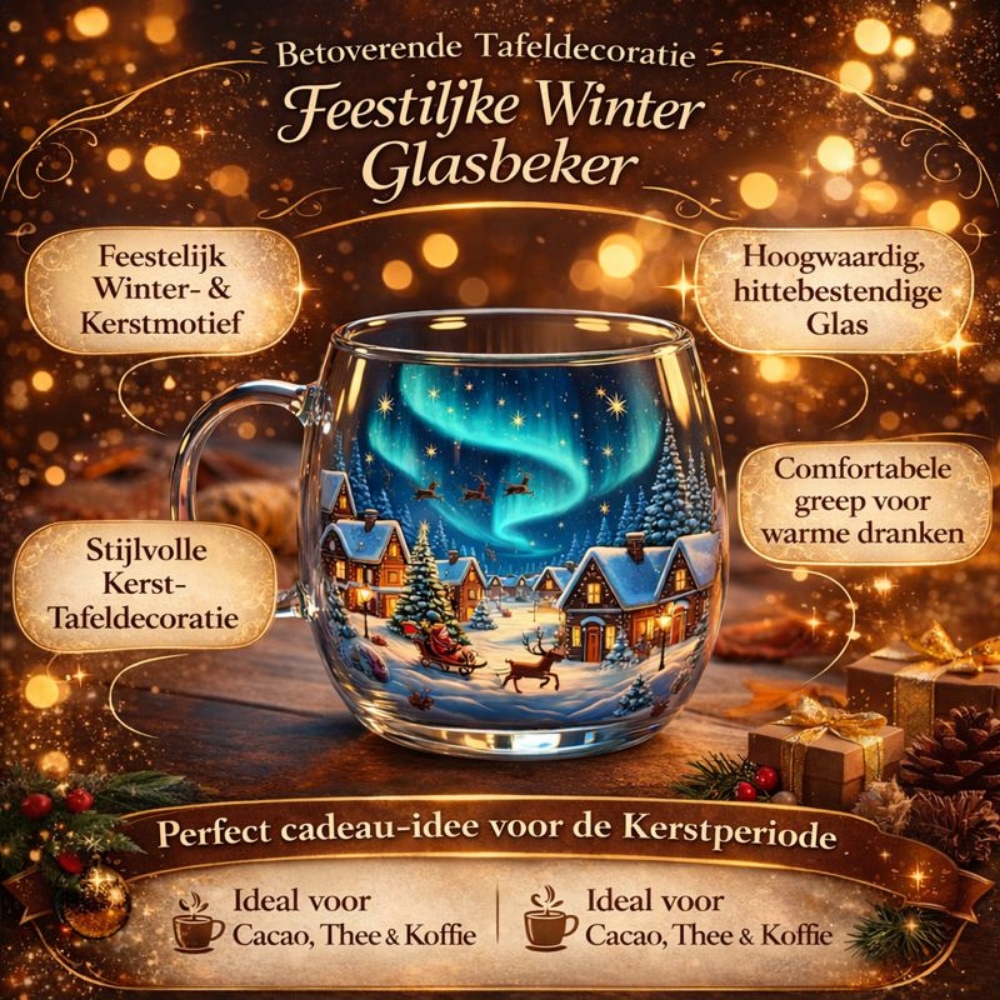 Koffiemok Glas Kerst Design Winter Mok