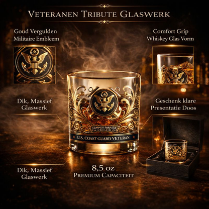 Whiskey Glas Veteranen Tribute Goud Reliëf Drinkglas
