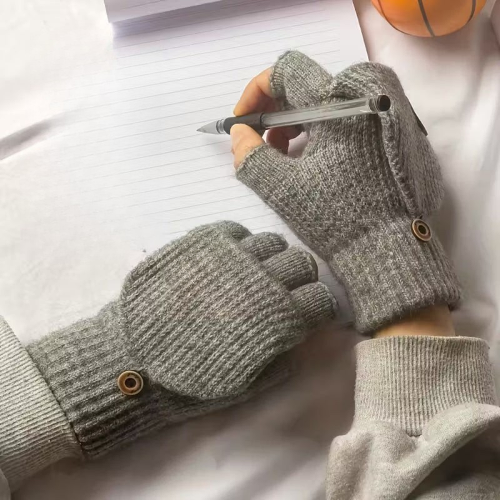 Handschoenen Heren Winter Halfvinger Gebreid Warm