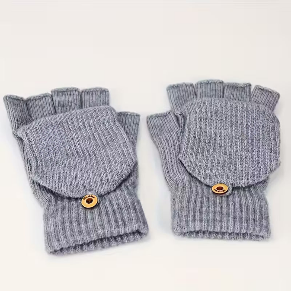 Handschoenen Heren Winter Halfvinger Gebreid Warm