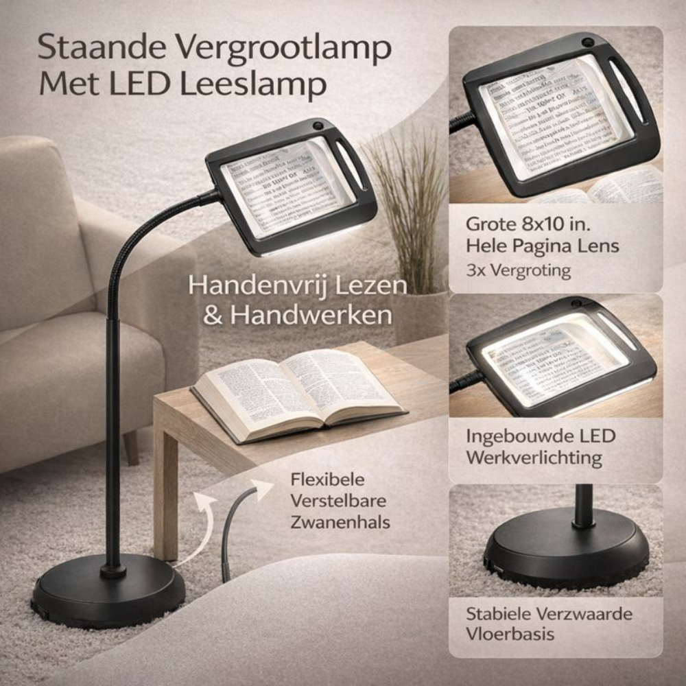 Vloerlamp Vergrootglas LED Leeslamp Handwerk
