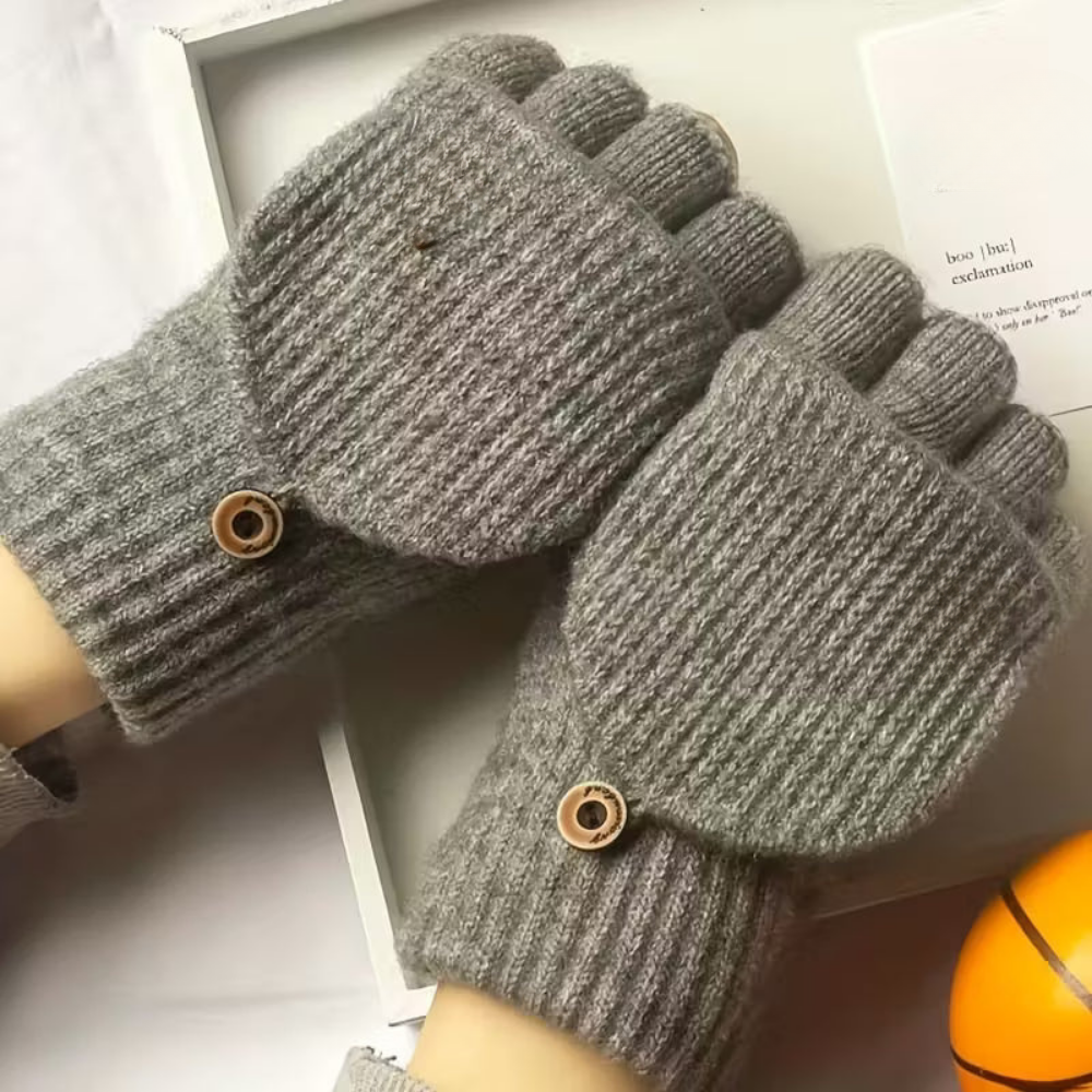 Handschoenen Heren Winter Halfvinger Gebreid Warm