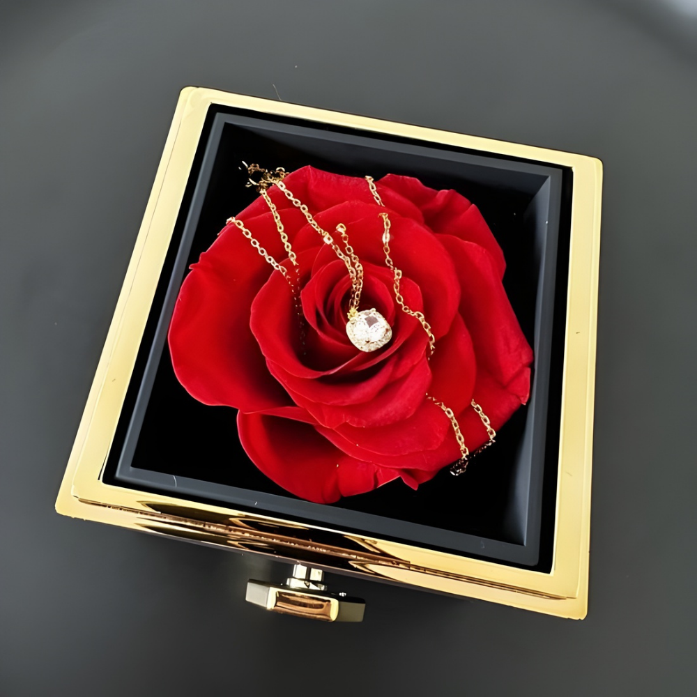 Sieradendoos Valentijnsdag Geschenkdoos Eeuwige Roos Ketting