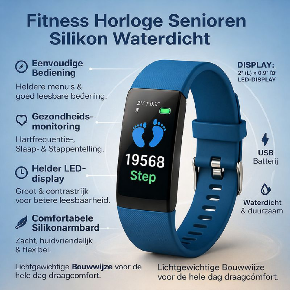 Fitness Smartwatch Senioren Gezondheidstracker LED-Display