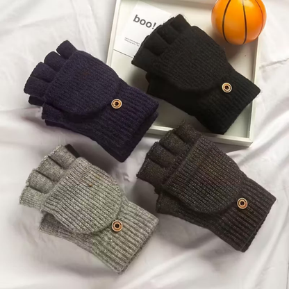 Handschoenen Heren Winter Halfvinger Gebreid Warm