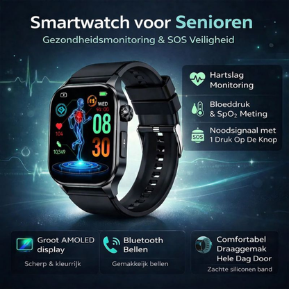 Smartwatch Senioren Gezondheidstracker Hartslag SOS Functie