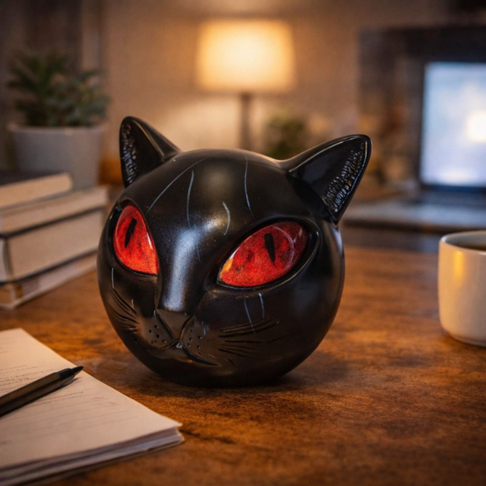 Beeldje Kattenhoofd Mystiek Hars Tafel Decoratie