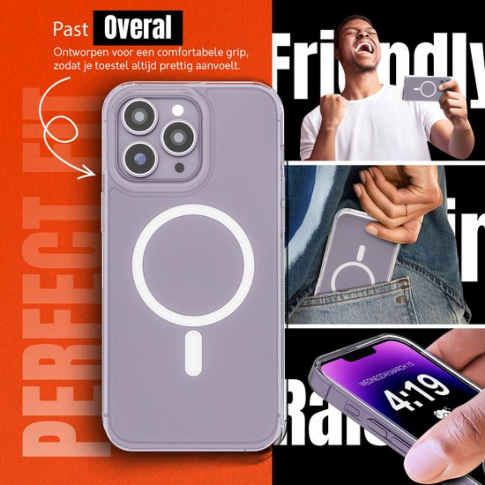 Telefoonhoesje Transparant Magneet Draadloos Opladen Bescherming