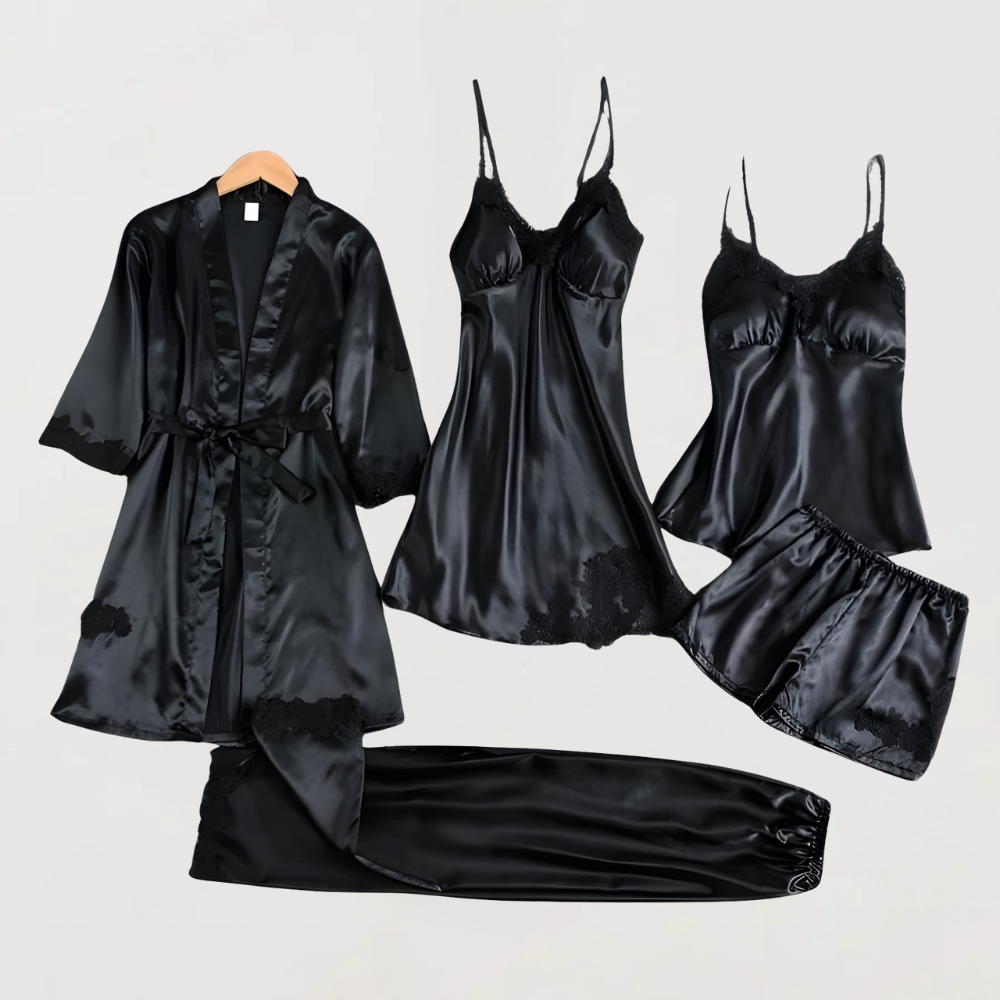 Dames Pyjama Set Satijn Vijfdelig Nachtmode