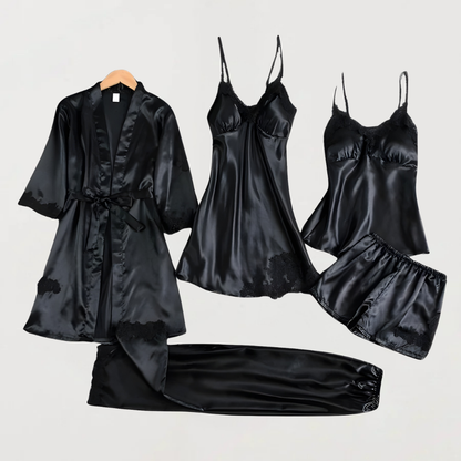 Dames Pyjama Set Satijn Vijfdelig Nachtmode