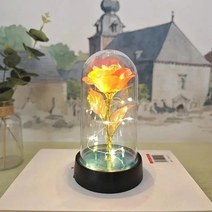 Tafellamp Roos LED Glazen Stolp Sfeerverlichting Decoratief