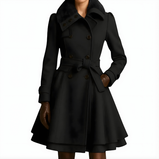 Dames Winterjas Elegante Mantel Warm Gevoerd Tailleband