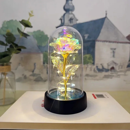 Tafellamp Roos LED Glazen Stolp Sfeerverlichting Decoratief