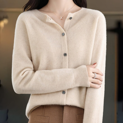 Dames Vest Elegant Wollook Knopen V Hals