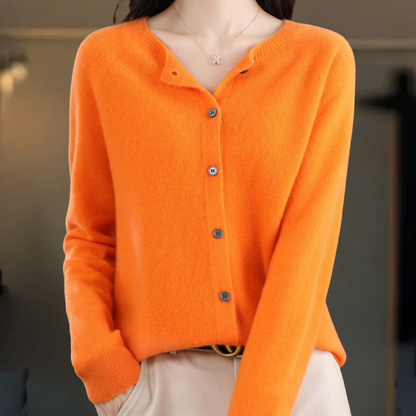 Dames Vest Elegant Wollook Knopen V Hals