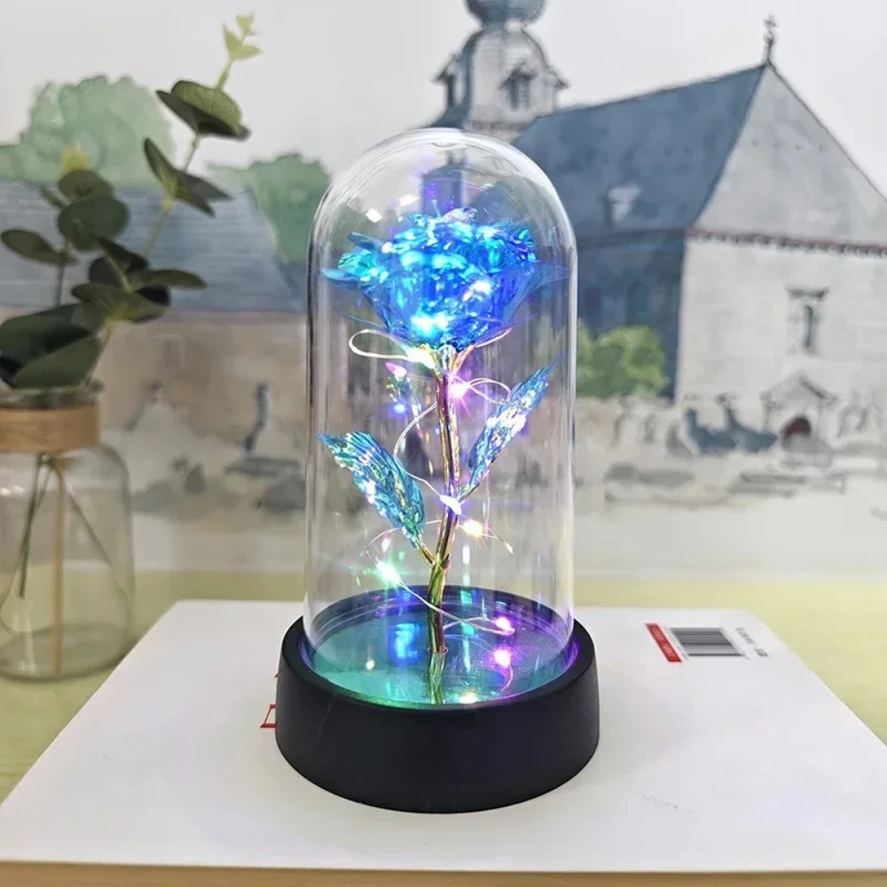Tafellamp Roos LED Glazen Stolp Sfeerverlichting Decoratief