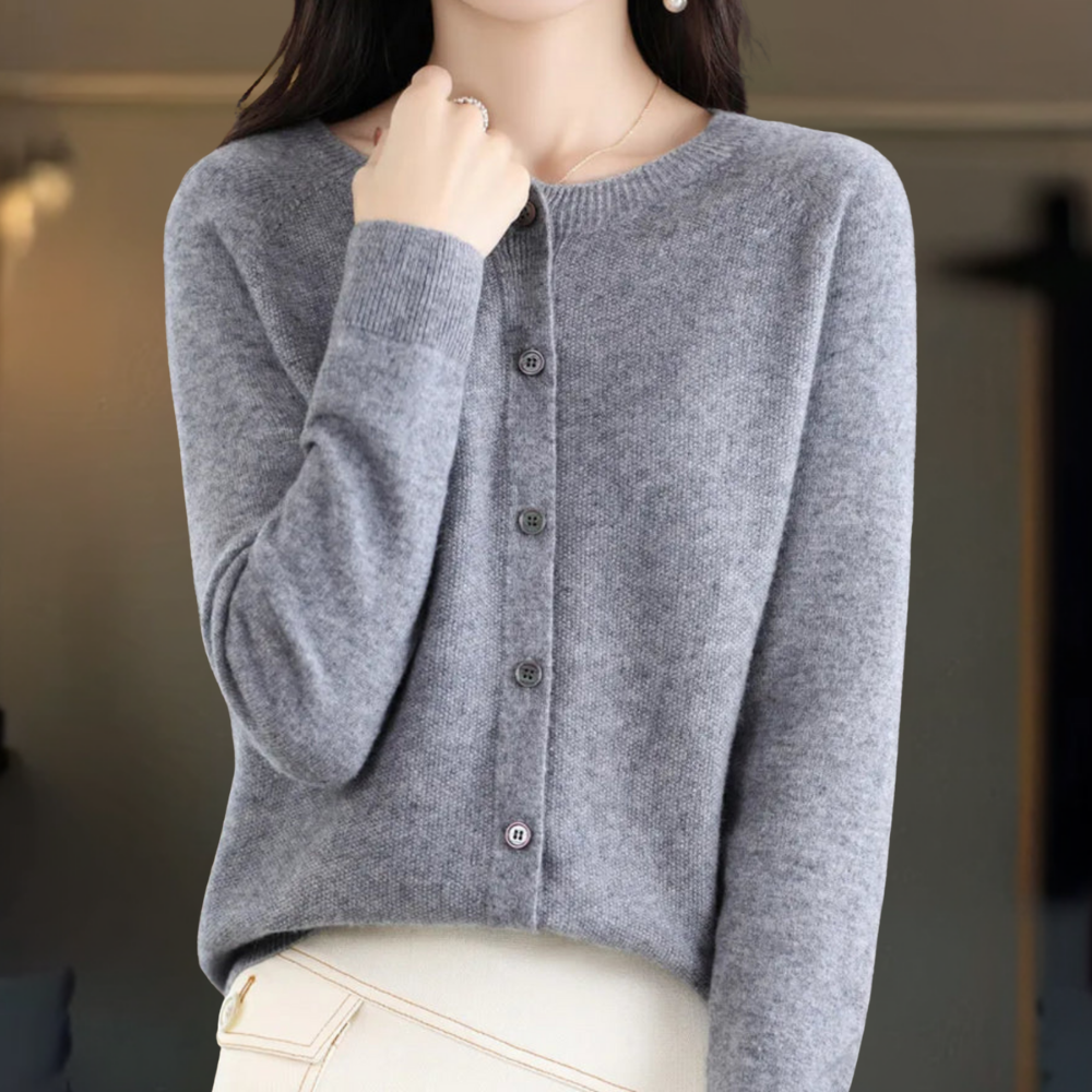 Dames Vest Elegant Wollook Knopen V Hals