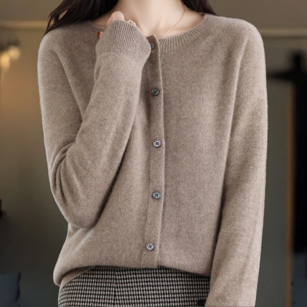 Dames Vest Elegant Wollook Knopen V Hals