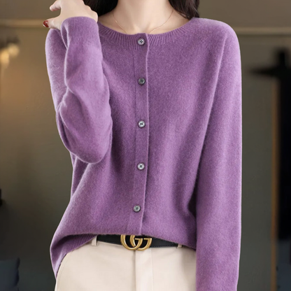 Dames Vest Elegant Wollook Knopen V Hals