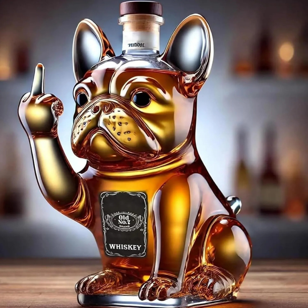 Whiskey Karaf Bulldog Beeld Kristal Bar Decoratie