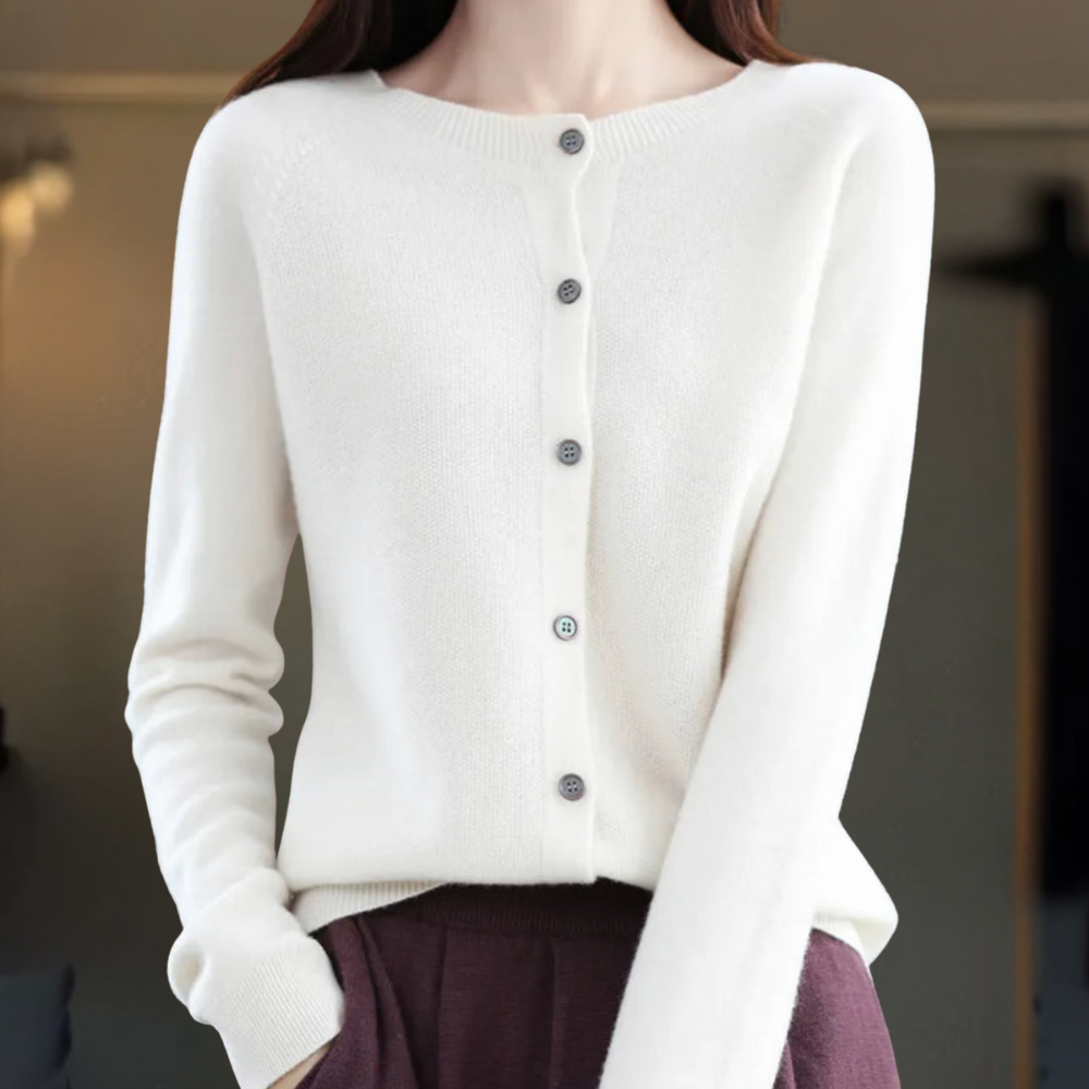 Dames Vest Elegant Wollook Knopen V Hals