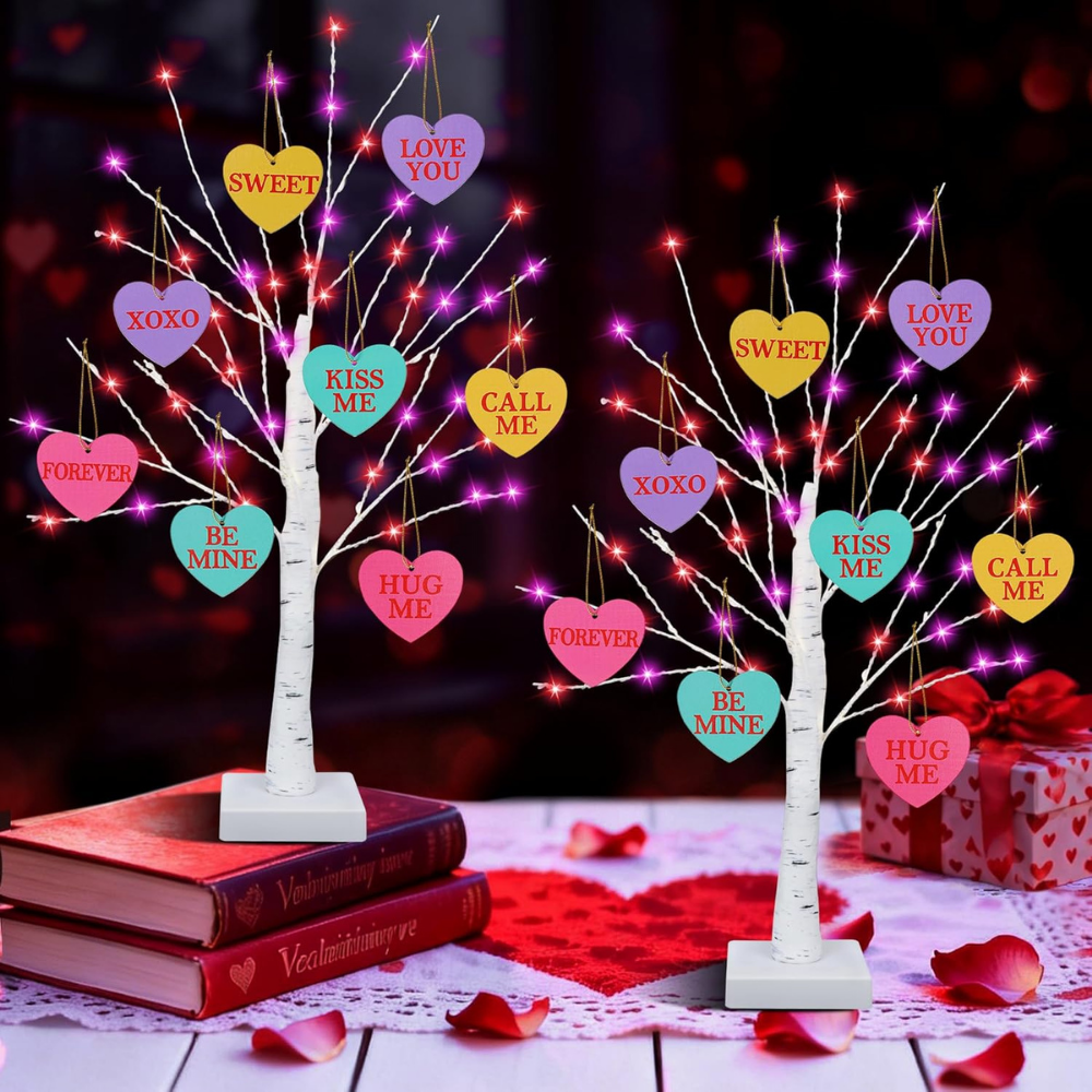 Tafeldecoratie Valentijn Decoratie Led Boom Houten Harten