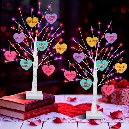 Tafeldecoratie Valentijn Decoratie Led Boom Houten Harten