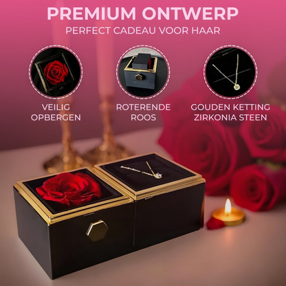 Sieradendoos Valentijnsdag Geschenkdoos Eeuwige Roos Ketting