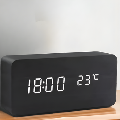 Digitale Wekker Houten LED Spraakgestuurd Minimalistisch