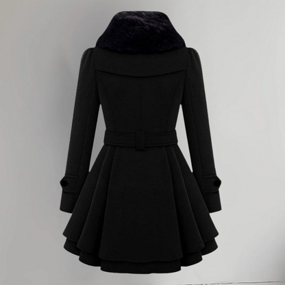 Dames Winterjas Elegante Mantel Warm Gevoerd Tailleband