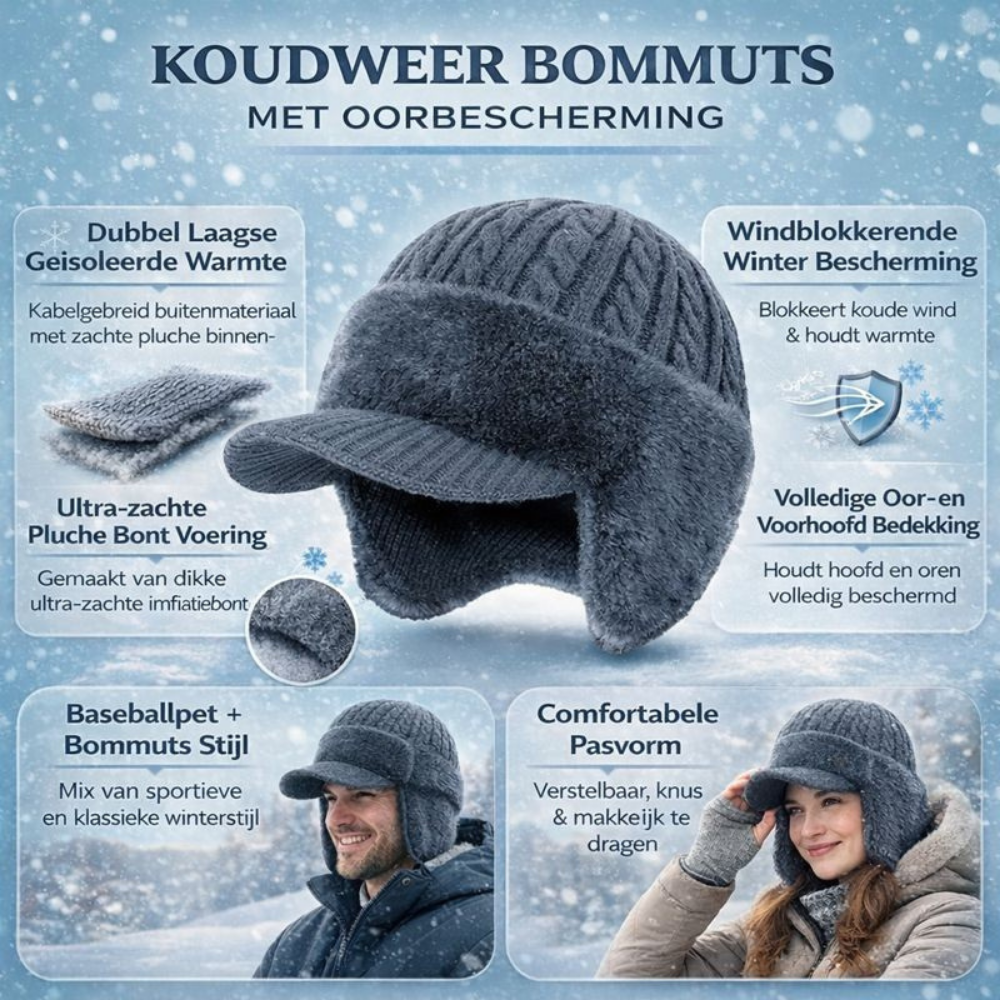 Wintermuts Trapper Oorflappen Warme Gebreide Buitensport