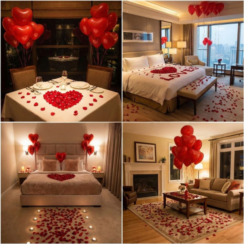 Valentijnsdag Decoratieset Romantisch Rozenblaadjes Ballonnen