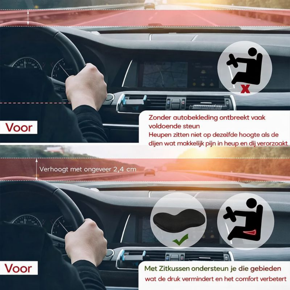 Traagschuim Autostoelkussen Ergonomisch Comfort Stoelverhoger