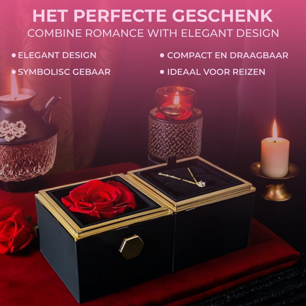 Sieradendoos Valentijnsdag Geschenkdoos Eeuwige Roos Ketting